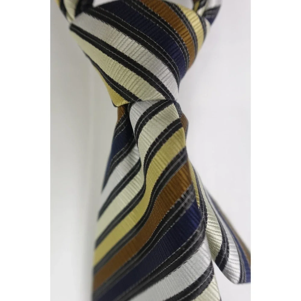 Bergamo New York Necktie Tie Men Stripe  100% Silk Hand Made Extra Long‎ Repp